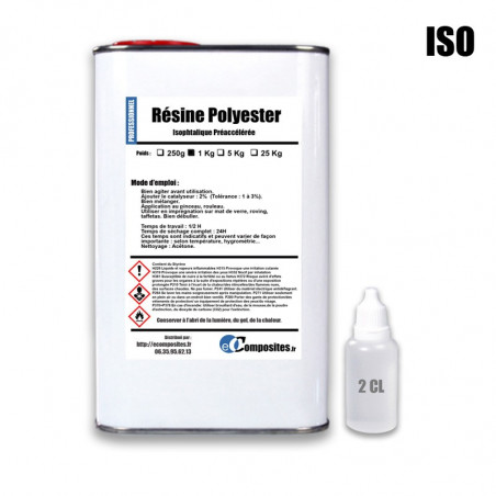 Résine Polyester iso 1Kg + catalyseur